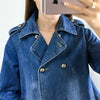Denim Cape Coat Female Jacket Double Breasted Jackets Women Office Lady Windbreaker Denim Basic Coats Autumn Overcoat