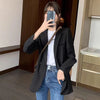 Vintage Double-Breasted Suit Jacket Female Solid Casual Long Sleeve Notched Blazer Ladies Korean Design Sense Blazers Outwear