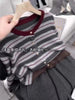 European goods striped cashmere cardigan women spring and autumn round neck soft waxy senior sense wool knit sweater coat