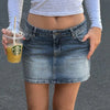 Women Coquette Low Rise Denim Mini Skirt Preppy Cute Y2K Short Jean Skirts 90s Vintage Grunge Slim Fit Pencil Skirt with Pockets