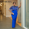 Women Short Cloak Sleeve Rhinestone Bodycon Long Dress Fall Vacation Evening Birthday Night Party Vestidos Sexy Dresses