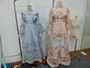 Women Puff Sleeve Dress Retro Floral Lace Dresses Ruffle Tiered Belted Clothes Waist Bohemian Holiday Maxi Gown Semmer Wear