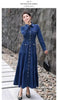French Heavy-duty shirt collar long-sleeve denim dress for women, spring commute casual elegant waist Vestidos