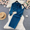 Slimming Knitted Sweater Dress Set Women's Mid-Length Base Layer Inner Wear Knee-Length Two-Piece Ensemble Vintage