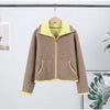 Spring Contrast Knitted Cardigan Jackets For Women Elegant Long Sleeve Pockets Zipper Sweater Street Lady Chic Outwear