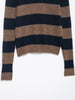 Women's Striped Knitted Cardigan Coat Female Long Sleeve Polo Collar Single Breasted High Street Casual Short Jacket
