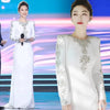 High Street Designer Party Vestido Women's Rhinestone Diamonds Beaded Split Long Maxi Dress