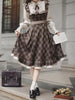 Fake Two-Piece Dress for Women Long Skirt Slim Fit Waist Cinching Vintage Lolita Plaid Bow Korean Style Winter