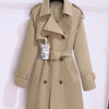 Women's Trench Coats Spring Autumn Mid-length Slim Outerwear Double-breasted Belt Long Sleeves Windbreaker