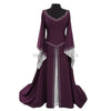 Womens Medieval Renaissance White Wedding Long Dress Celtic Queen Party Victoria Cosplay Costume Square Collar Maxi Dress Robe