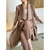 Pleated Long Trench Thin Temperament Solid Color Big Lapel Open Stitch Coat Female Coat Autumn 2C785