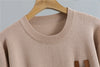 Casual sports set women spring and autumn embroidered knitted sweater with letters and high waist slim pants two-piece set