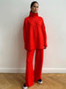 turtleneck sweater set women's European, American autumn and winter loose casual lazy thickened knitted trousers set