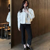 Retro Crocodile Pattern Short Women's Leather Jacket High Collar Zipper Loose Long Sleeve Jackets Lady Street Daily Wear