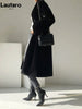 Winter Long Black Elegant Stylish Thick Warm Fluffy Hairy Soft Faux Mink Fur Coat Women Stand Collar Sashes