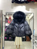 Winter Women's Casual Thickened Warm Knitted Sleeve Goose down Jacket Real Mink Collar Hooded