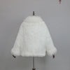 Extra Long Real Genuine Natural Knitted Rabbit Fur Shawl Coat with Fox Fur Collar Women's Knit Jacket Cape