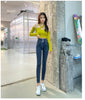 Women's High Waist Stretch Jeans Blue Black Gray and Versatile Multi-button Slim Denim Long Pants Female