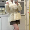 Faux Fur Neck Short Jackets Women Long Sleeve Ruff Thicken Loose Outerwear Female Autumn Winter Chic Daily Coats