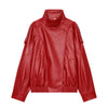 Chic Black Faux Leather Jackets Women Long Sleeve Buttons Elastic Oversized Coats Autumn Winter Streetwear