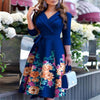 Women's V-neck Strap Waist Dress Mid-sleeve Women's Dress Temperament Commuter Women's Dress