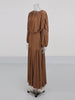 Solid Spliced Folds Minimalist Dresses for Women Round Neck Long Sleeves High Waist Elegant Dress Female Autumn