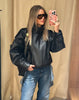 Solid Leather Moto Jacket For Women Winter Turtleneck Retro Coats Asymmetry Elegant Vintage PU Jackets