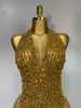 Women Sexy See Through Stretch Bodysuits Birthday Dress Dancer Performance Wear Mesh Rhinestone Nightclub Hotwife Outfit