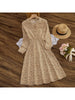 Corduroy Knee Length Dress Retro Pocket Elegant Women Dress