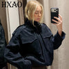 Suede Jacket Women's Jackets Autumn Darkgrey Khaki Bomber Jacket Chic Zip Up Long Sleeve Coat Outerwear