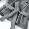 Grey Lapel Woolen Blend Short Coat Women Solid Single Breasted Long Sleeves Pockets Loose Jacket Lady Autumn Street Outerwear