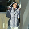 Chic Women Print Hooded Padded Jacket Oversized Zip Up Long Sleeve Warm Winter Coat Casual Daily Ladies Quilted Cotton Outerwear