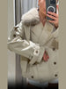 Women Fur Collar Solid Coats Maxi Sleeves Pocket Double-breasted Lapel Jackets Autumn Lady Daily Street Outwear