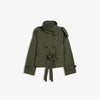 Belted Waist Cropped Trench Double Breasted Stand Collar Autumn Chic Elegant Women Coat Casual Vintage Office Lady Jacket