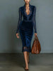 Elegant Deep V-Neck Lace Trim Party Dress Women's Slim Fit Velvet Long Sleeve Bodycon Hip Autumn Spring Sexy Sheer Dress