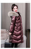 Winter Large Fur Collar Belt Thicken Down-cotton Jacket Women's Mid-length Coats Warm Slim Puffer Jacket Windbreaker Jacket