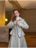 Women's Elegant Woolen Coat Dress Suit Chic Lapel Tweed Long Sleeve Slim Fit Office Set Autumn Winter Party Club Outfit
