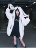 Winter Sweet Kawaii Soft Warm Purple Faux Fur Coat Women Bunny Ears Designer Clothes Fluffy Jacket Hoodie