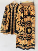 Retro Spring Casual Printed Women's Suit Lapel Long-Sleeved Shirt + Elastic Waist Wide-Leg Trousers Two-Piece Suit