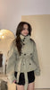Women's Solid Color Trench Coat Stand Collar Double Breasted Waist Tie Elegant Commuter Casual Loose Comfortable Warm Outfit