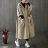 Spring Fall Oversized Women Simple Long Cardigan Hooded Black Khaki Casual Loose Pockets Trench Batwing Sleeve Stylish Midi Coat