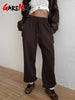 Autumn Women's Gray Sports Pants with Elastic 80% Cotton Jogging Vintage Classic Brown Sweatpants for Women