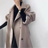 Advanced Gray Standing Collar Long Woolen Coat For Women'S Autumn And Winter Clothing, Double-Sided Woolen Coat