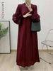 Wine Red Pleated Dress For Women Flower Sleeves Female Evening Party Elegant Clothing Ladies 2DB1827