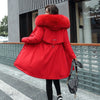 Cotton Liner Parker Women Long Coat Parka Coats Adjustable Waist Fur Collar Winter Jacket Coat Medium Long Hooded Parka Jackets