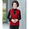 Women Knitted Cardigan Vest Jacket Spring Autumn Solid Color V-Neck Ladies Coat Middle Aged Mother Lady Sweater Waistcoat