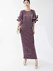 Elegant Pleated Long Dress For Women O-neck Flare Sleeves High Waist Solid Color Dresses Spring Clothing 2Z2387