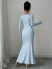Women's Four Seasons Women's Elegant Temperament Retro Solid Color Square Collar Long Sleeve Dress