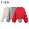 Mujer Red Zipper Bomber Jackets for Women Soft Cropped Jackets Woman Long Sleeve Woman's Sports Jacket Outerwears