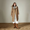Women Woolen Long Coat Winter Nomadic Style Sheep Wool Plaid Hooded Cow Horn Buckle Female Overcoat